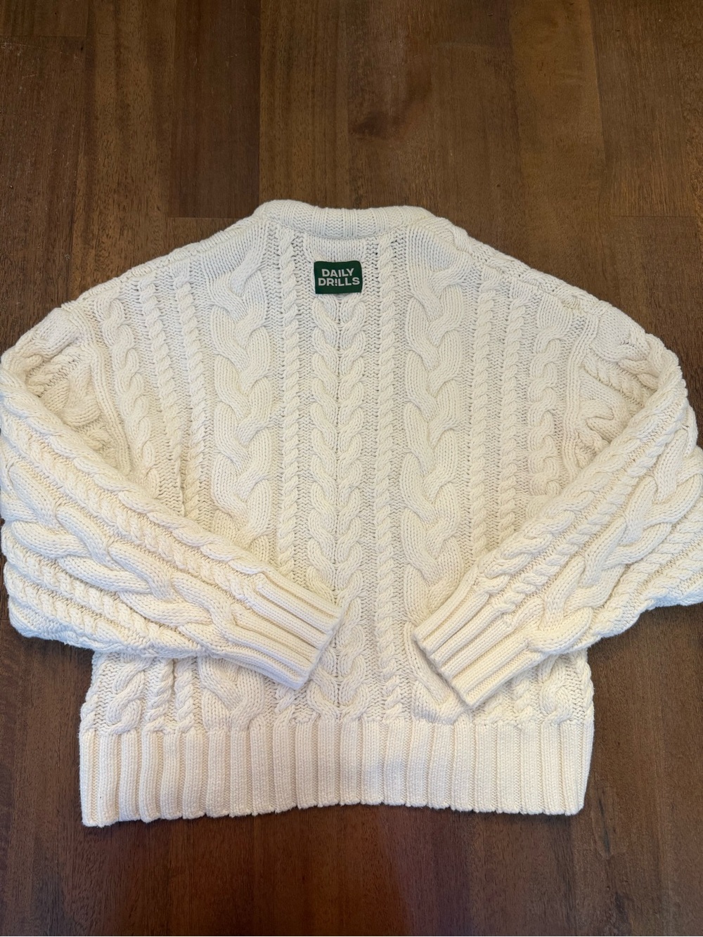 Daily Drills Women's Cream Cable-Knit Crewneck Sweater XS/S